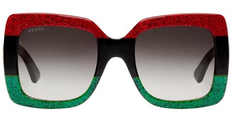 gucci sunglasses women red and green on side|gucci 56mm exaggerated aviator sunglasses.